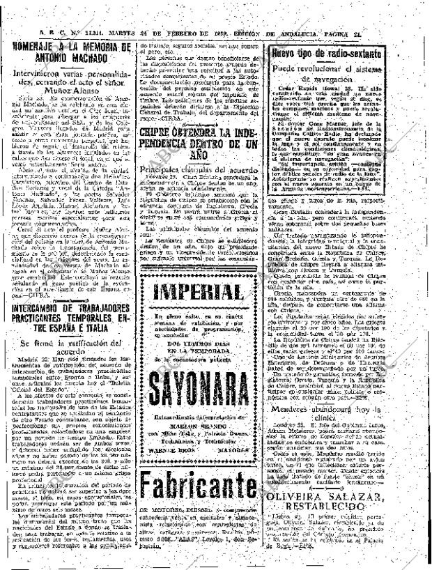 ABC SEVILLA 24-02-1959 página 21