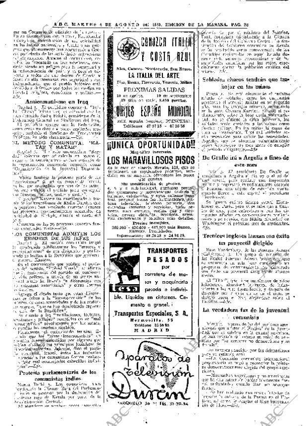 ABC MADRID 04-08-1959 página 22