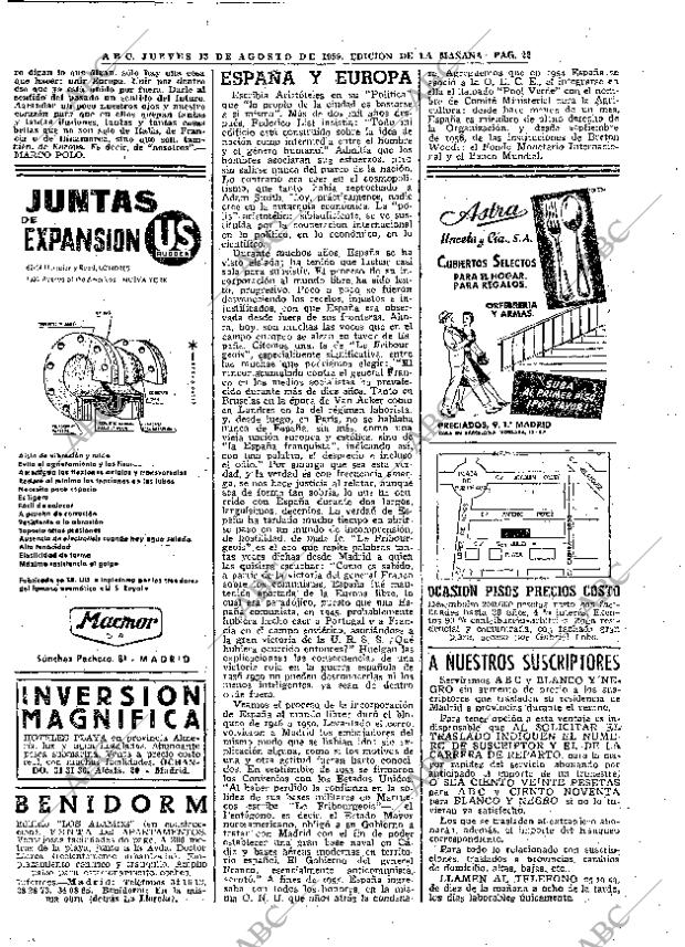 ABC MADRID 13-08-1959 página 22