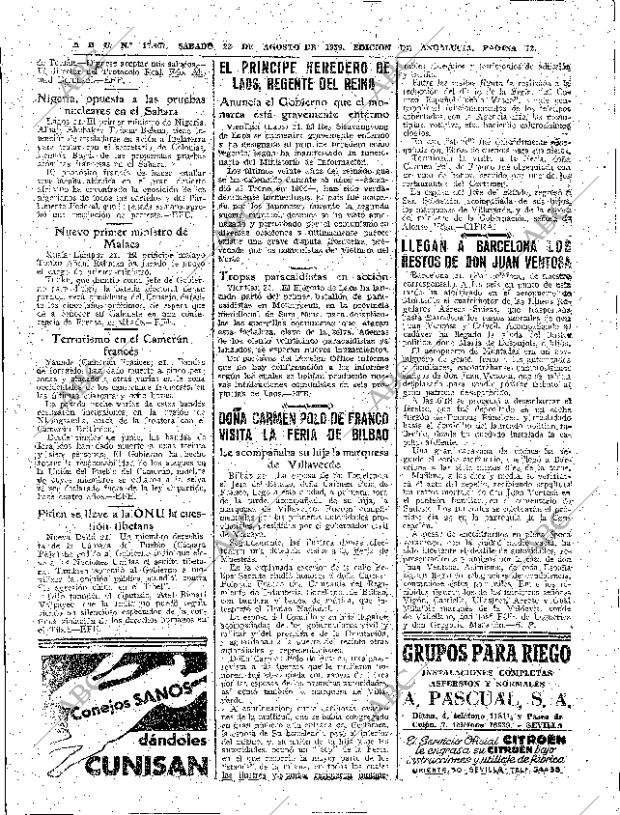 ABC SEVILLA 22-08-1959 página 12