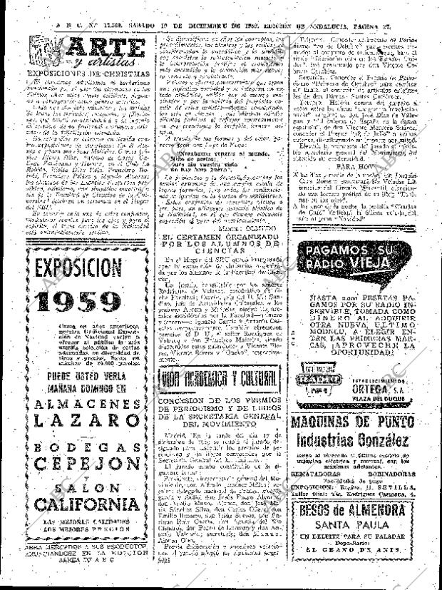 ABC SEVILLA 19-12-1959 página 27