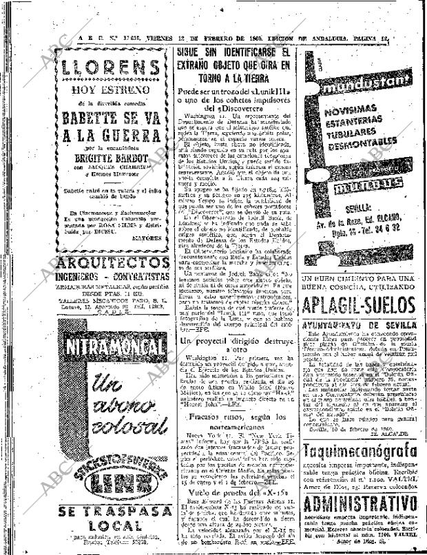 ABC SEVILLA 12-02-1960 página 18