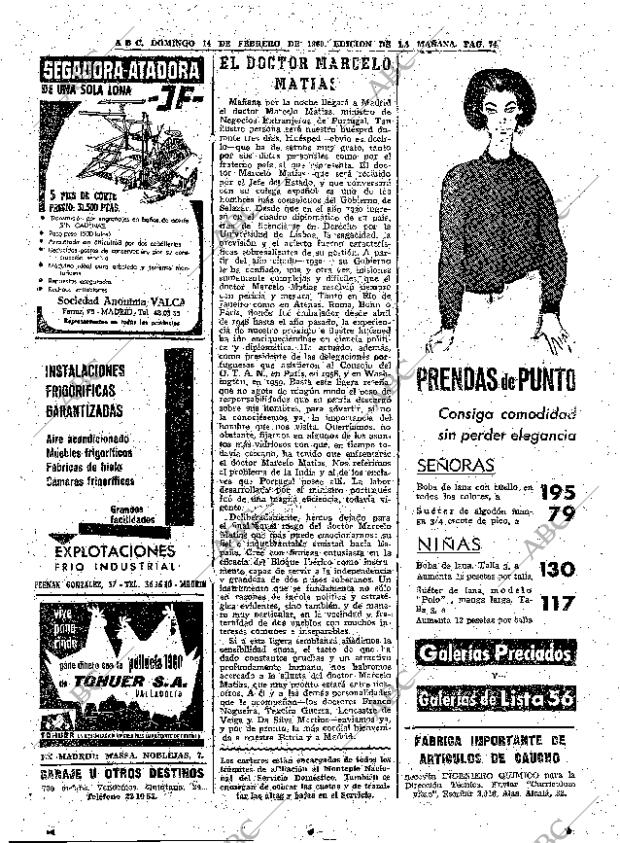 ABC MADRID 14-02-1960 página 74