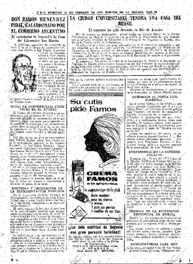 ABC MADRID 14-02-1960 página 85