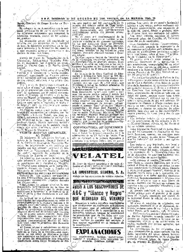 ABC MADRID 21-08-1960 página 70