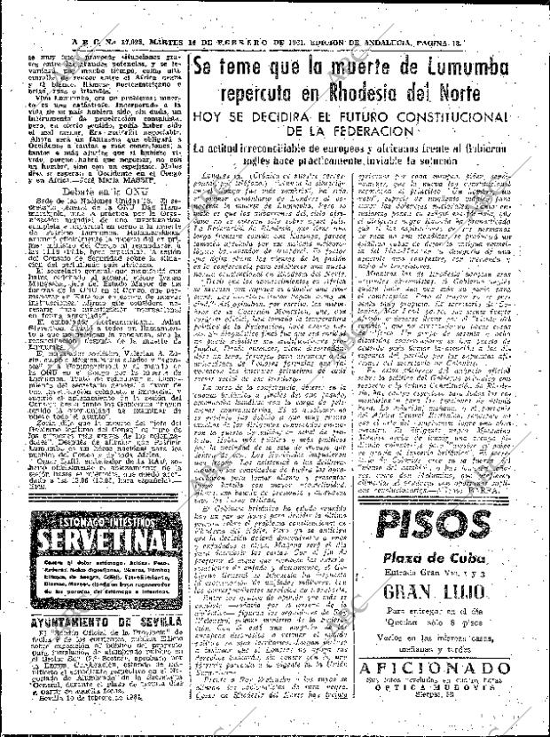 ABC SEVILLA 14-02-1961 página 18