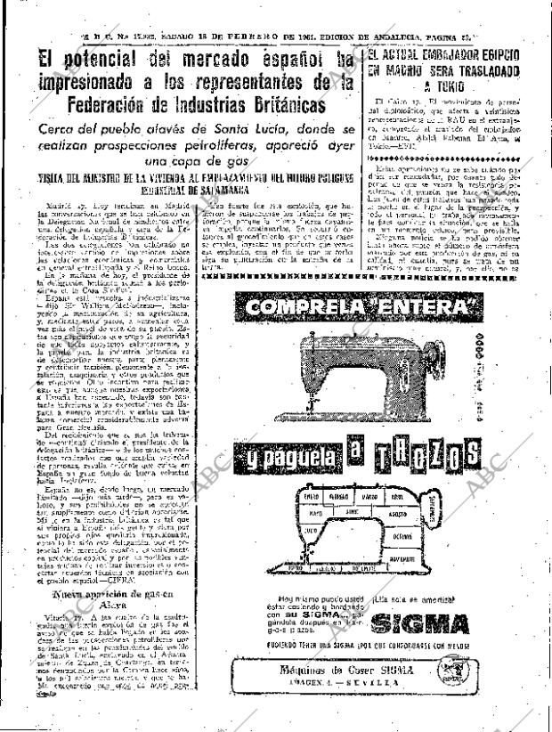 ABC SEVILLA 18-02-1961 página 23