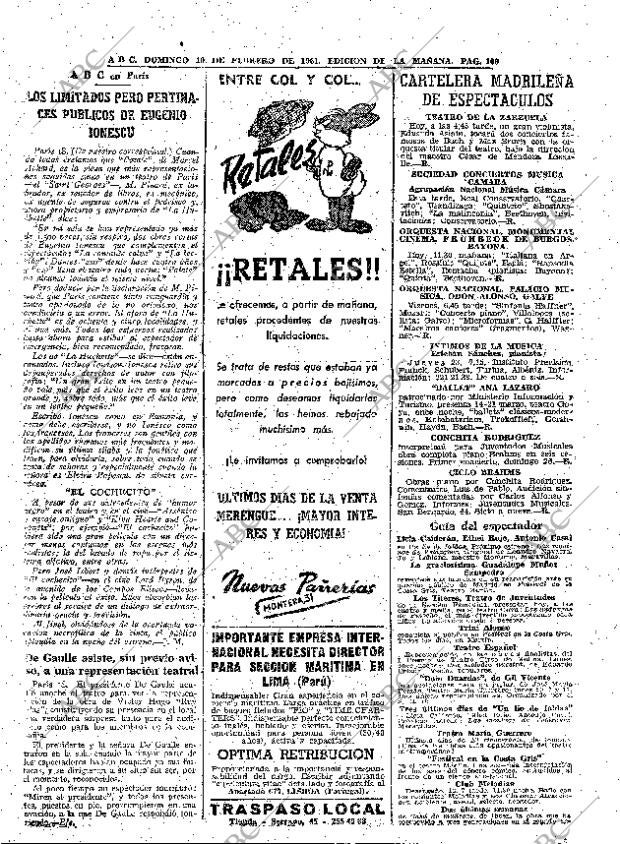ABC MADRID 19-02-1961 página 109