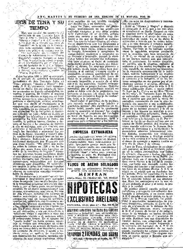 ABC MADRID 21-02-1961 página 50