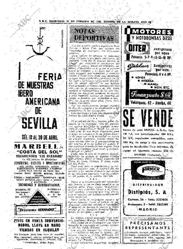 ABC MADRID 22-02-1961 página 56