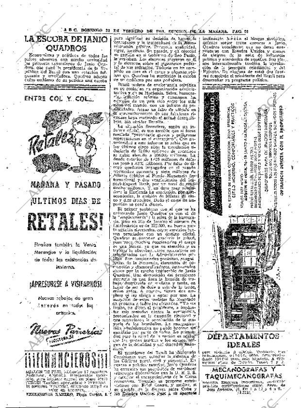 ABC MADRID 26-02-1961 página 70