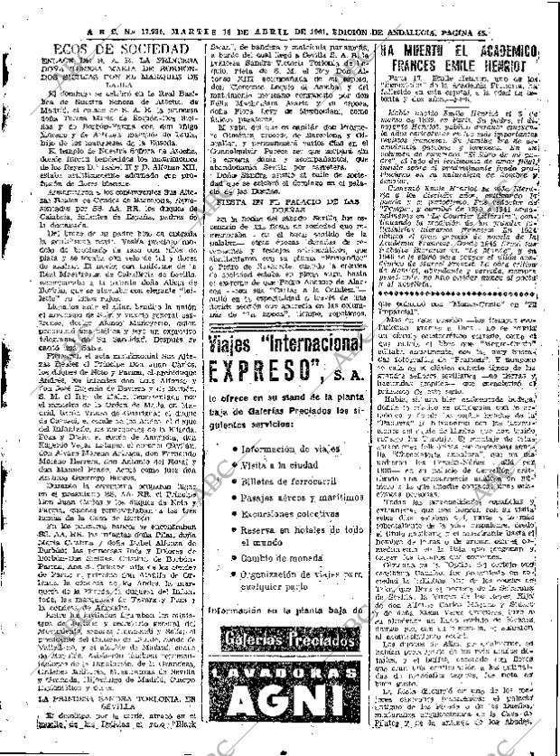 ABC SEVILLA 18-04-1961 página 43