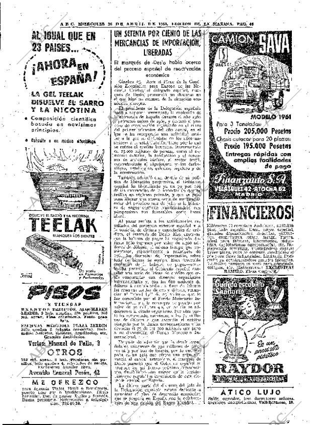 ABC MADRID 26-04-1961 página 46