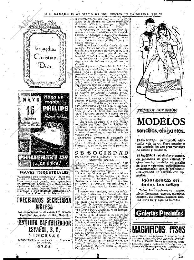 ABC MADRID 13-05-1961 página 70