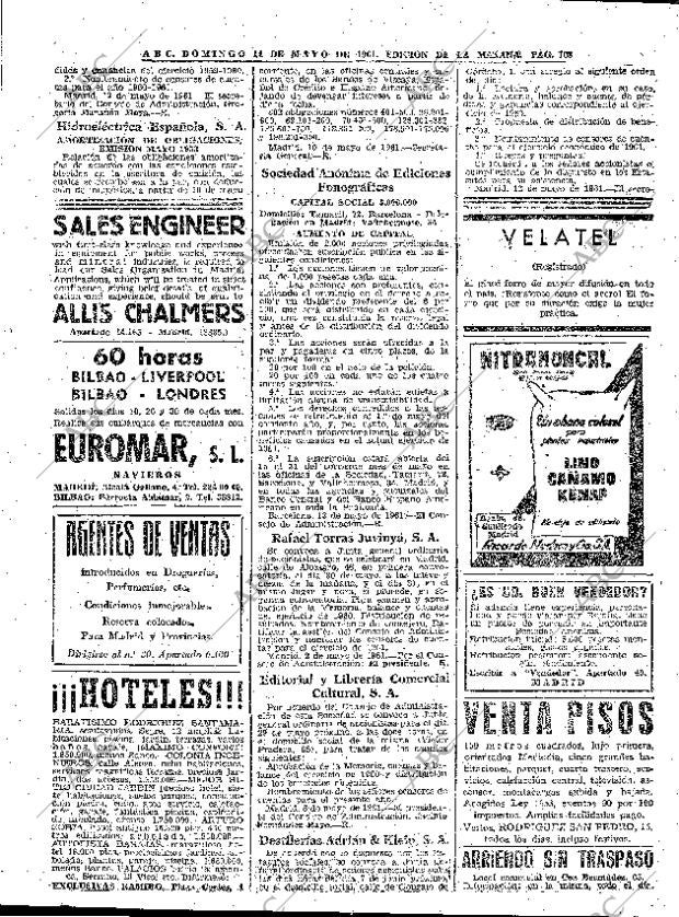 ABC MADRID 14-05-1961 página 108