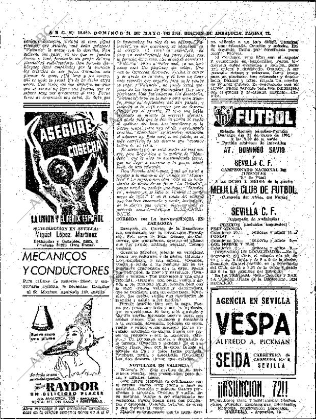 ABC SEVILLA 21-05-1961 página 72