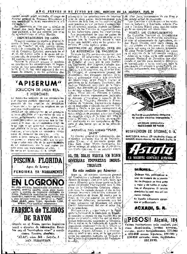 ABC MADRID 15-06-1961 página 64
