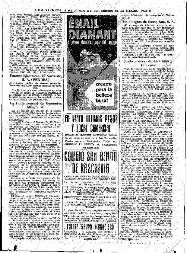 ABC MADRID 16-06-1961 página 74