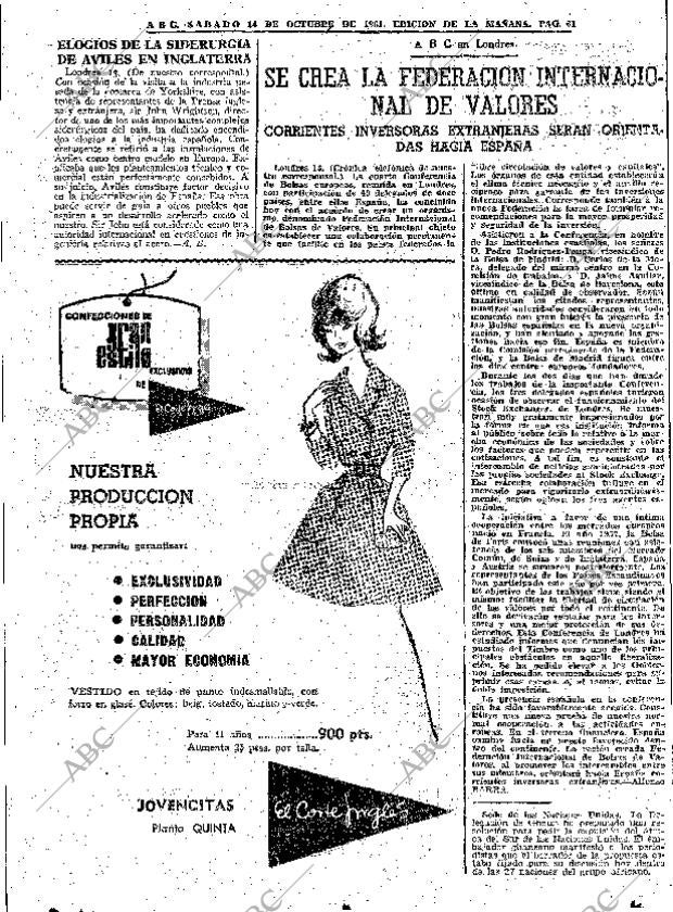 ABC MADRID 14-10-1961 página 61