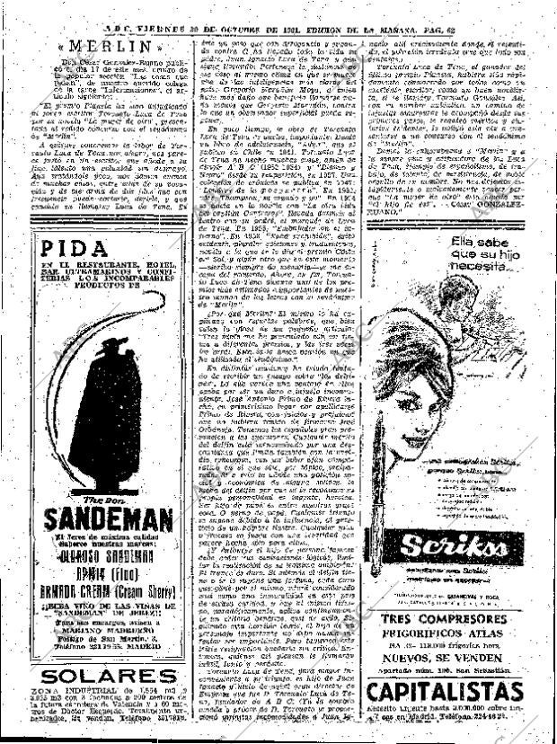 ABC MADRID 20-10-1961 página 62