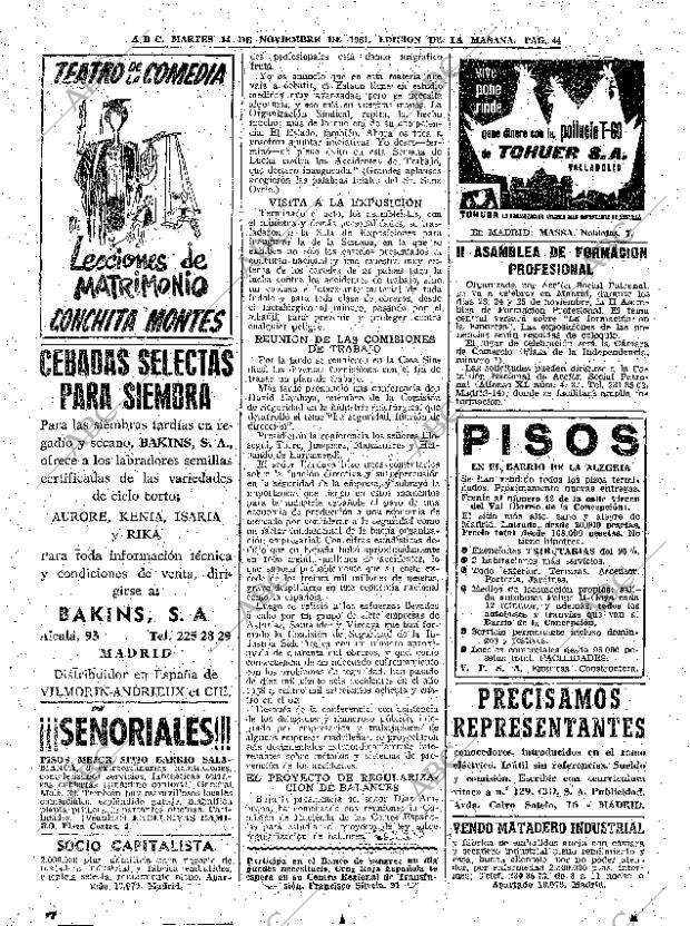 ABC MADRID 14-11-1961 página 44