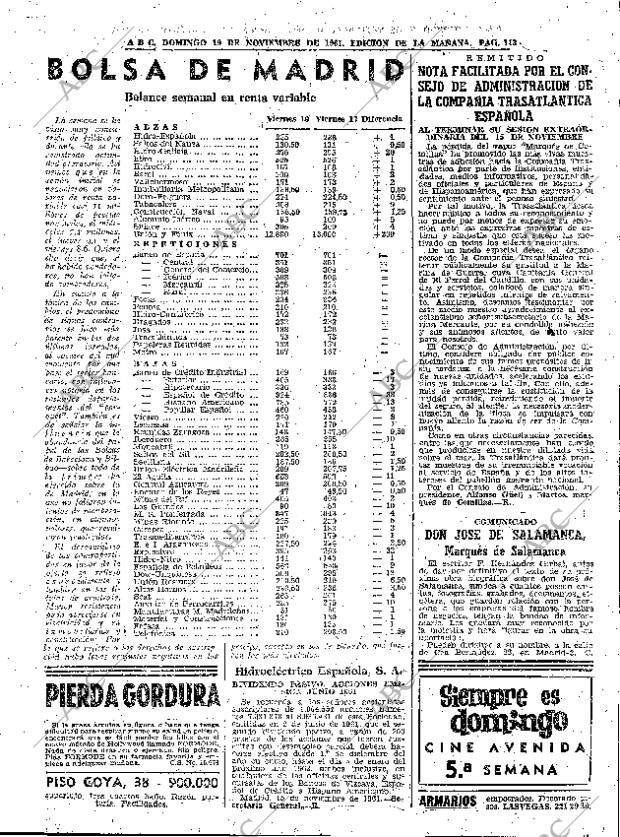ABC MADRID 19-11-1961 página 113