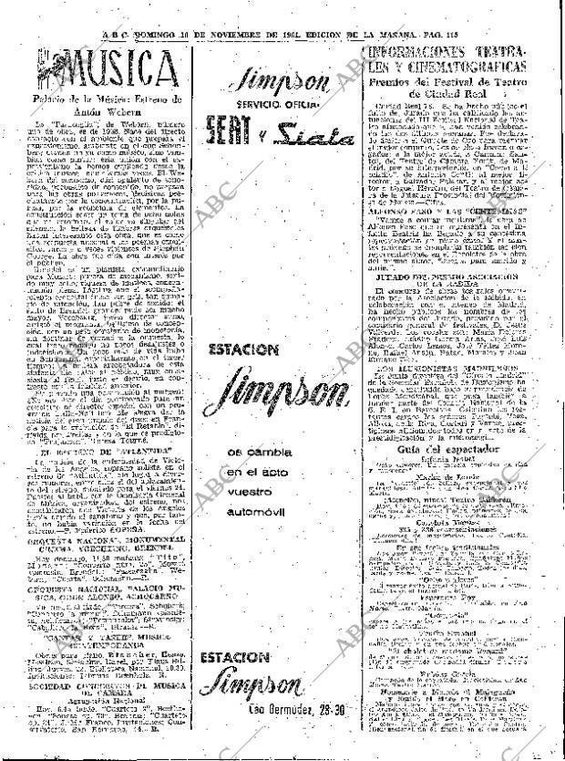 ABC MADRID 19-11-1961 página 115