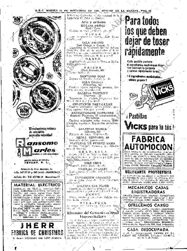 ABC MADRID 21-11-1961 página 62