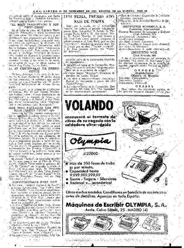 ABC MADRID 16-12-1961 página 65