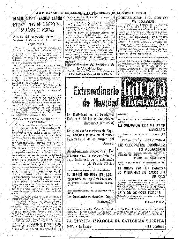 ABC MADRID 23-12-1961 página 61