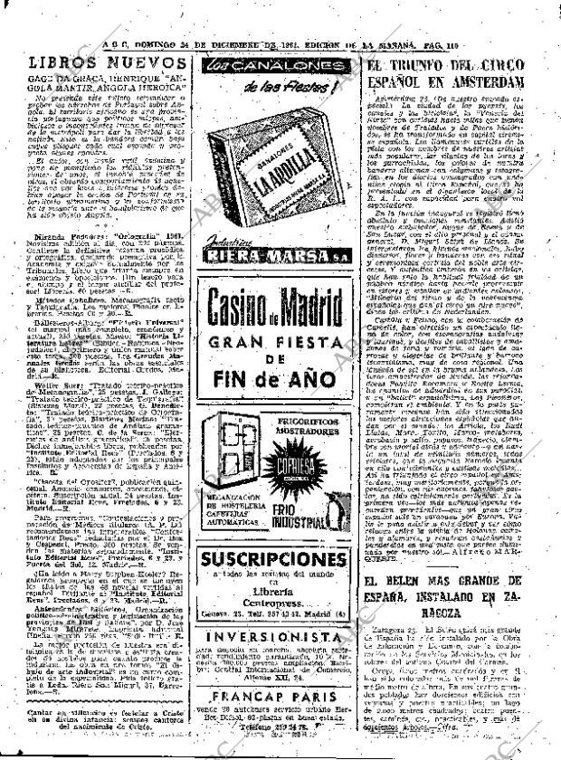 ABC MADRID 24-12-1961 página 110