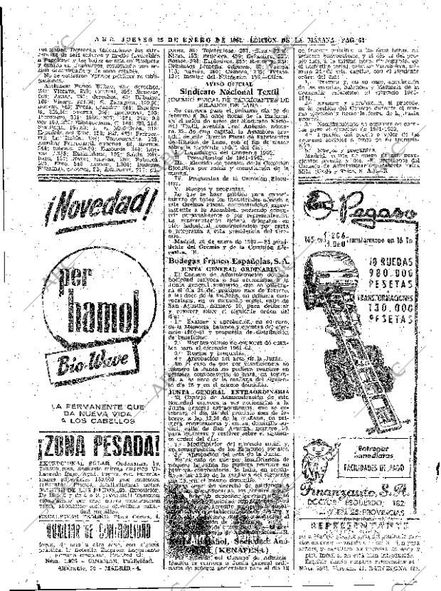 ABC MADRID 25-01-1962 página 62