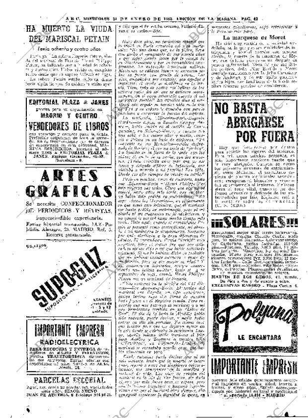 ABC MADRID 31-01-1962 página 42