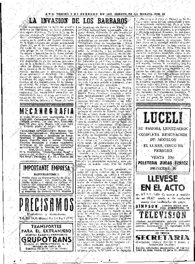 ABC MADRID 02-02-1962 página 20