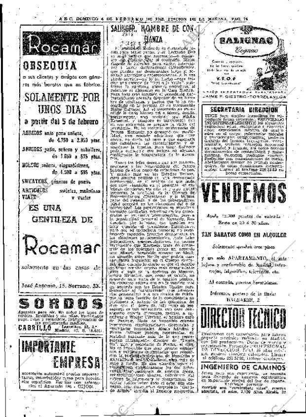ABC MADRID 04-02-1962 página 74