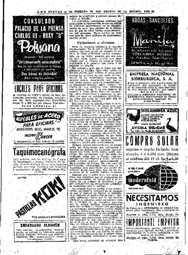ABC MADRID 15-02-1962 página 32