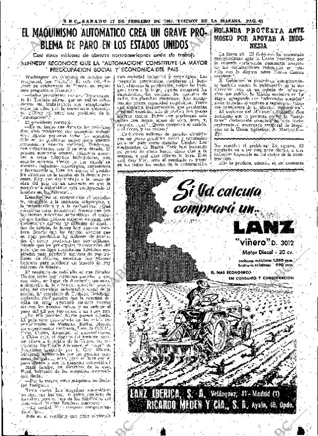 ABC MADRID 17-02-1962 página 41