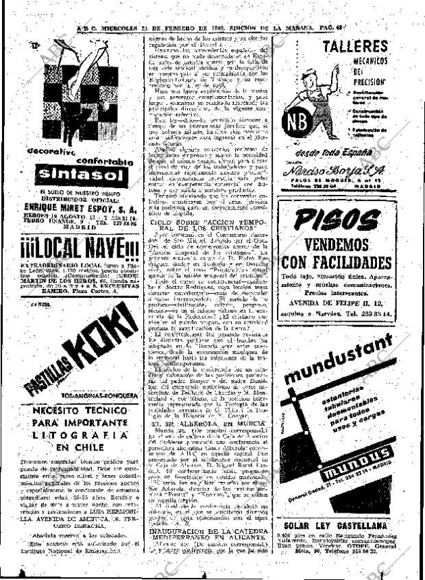 ABC MADRID 21-02-1962 página 48
