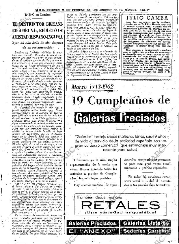 ABC MADRID 25-02-1962 página 67