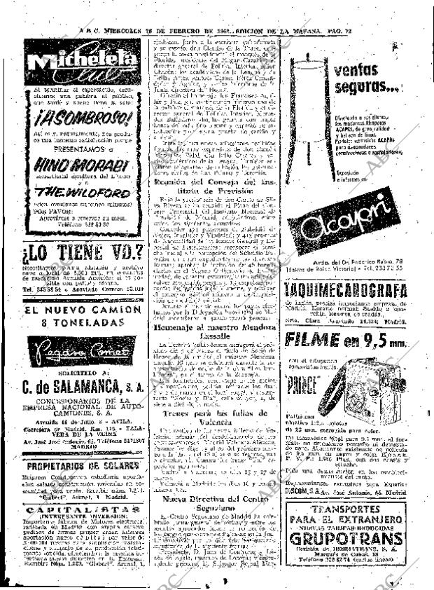 ABC MADRID 28-02-1962 página 72