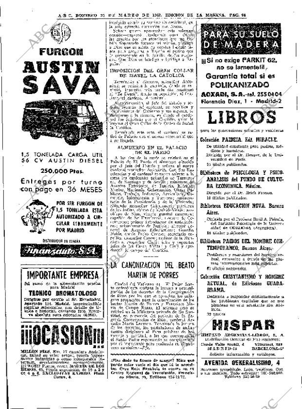 ABC MADRID 25-03-1962 página 94