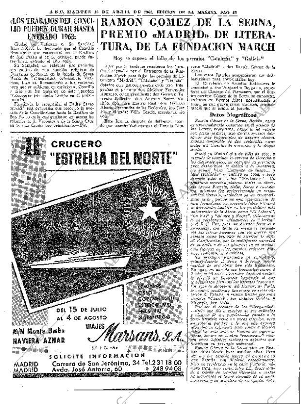 ABC MADRID 10-04-1962 página 43