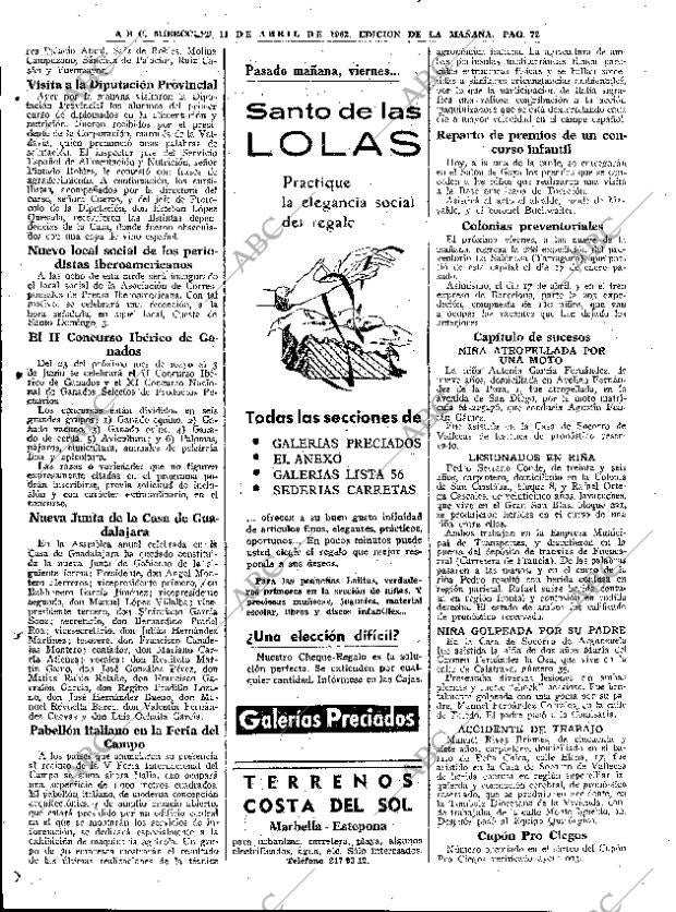 ABC MADRID 11-04-1962 página 72