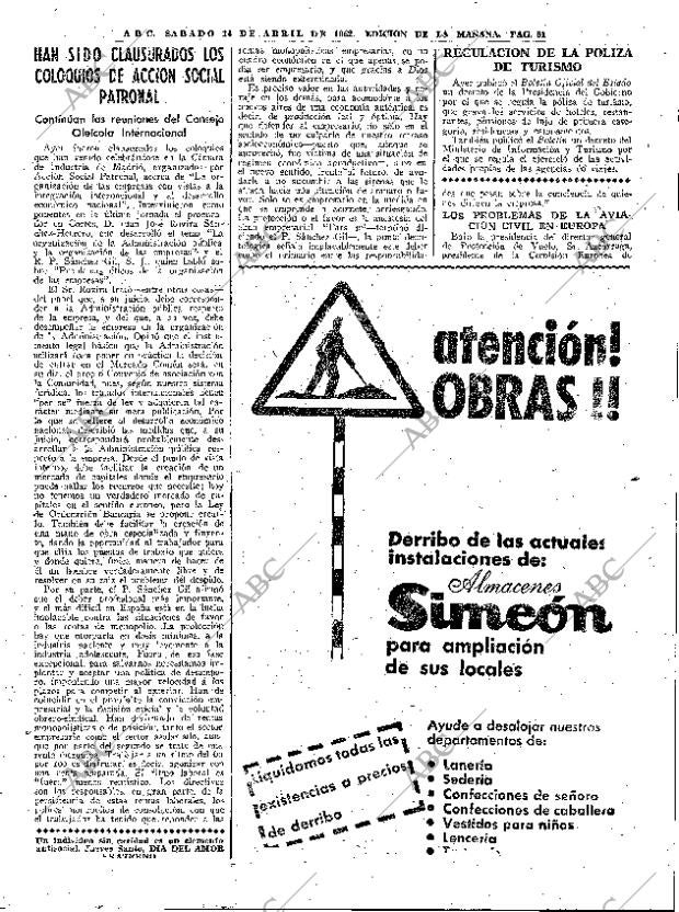 ABC MADRID 14-04-1962 página 61