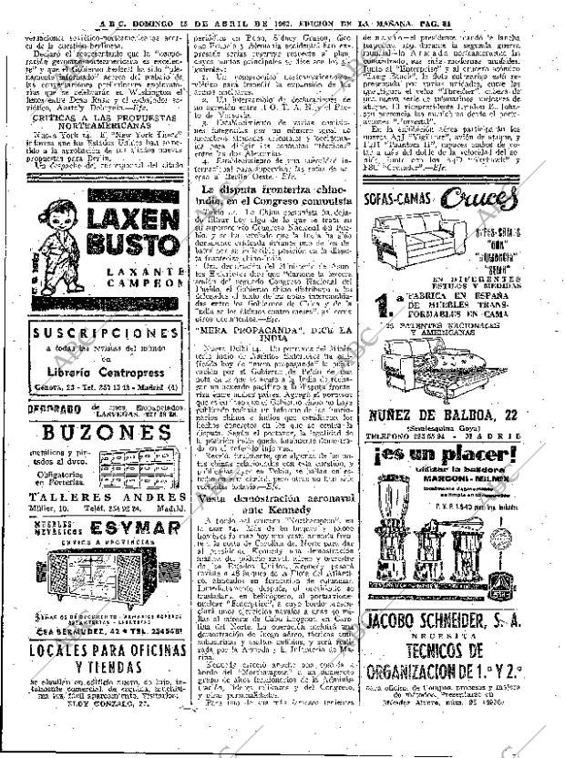 ABC MADRID 15-04-1962 página 84