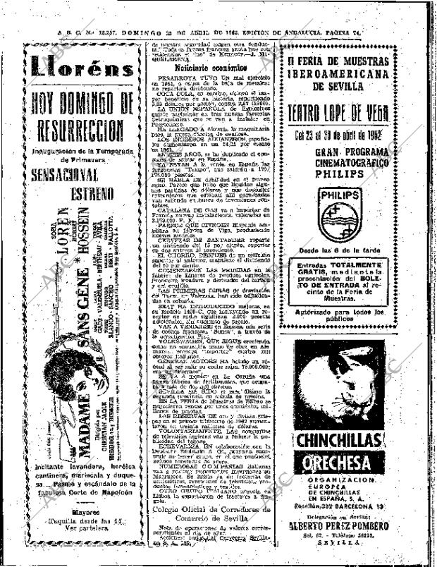 ABC SEVILLA 22-04-1962 página 74