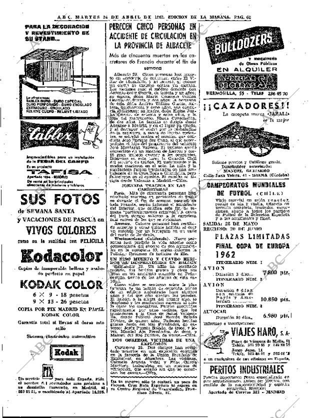 ABC MADRID 24-04-1962 página 62