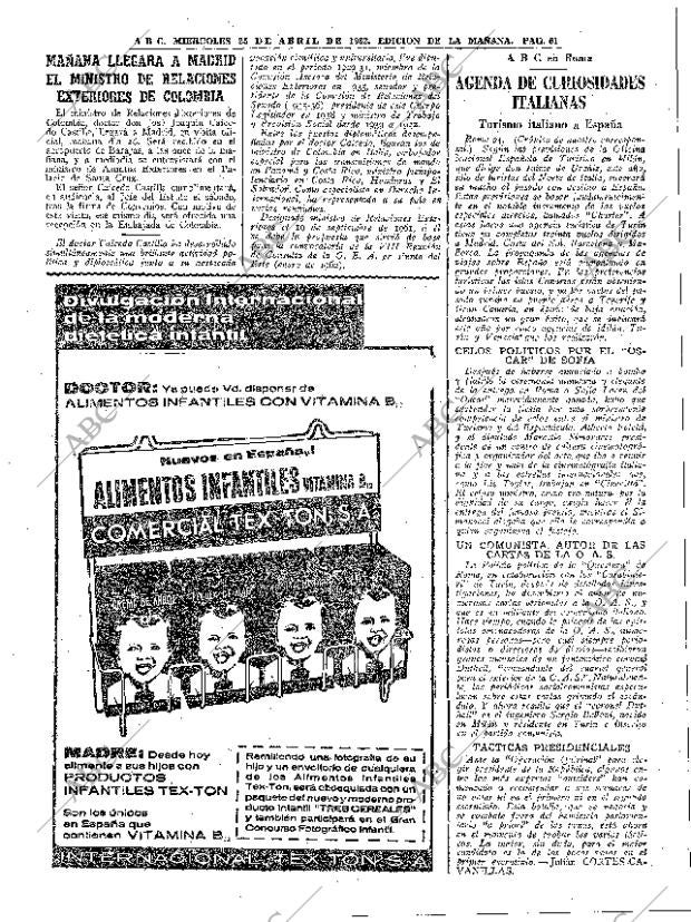 ABC MADRID 25-04-1962 página 61