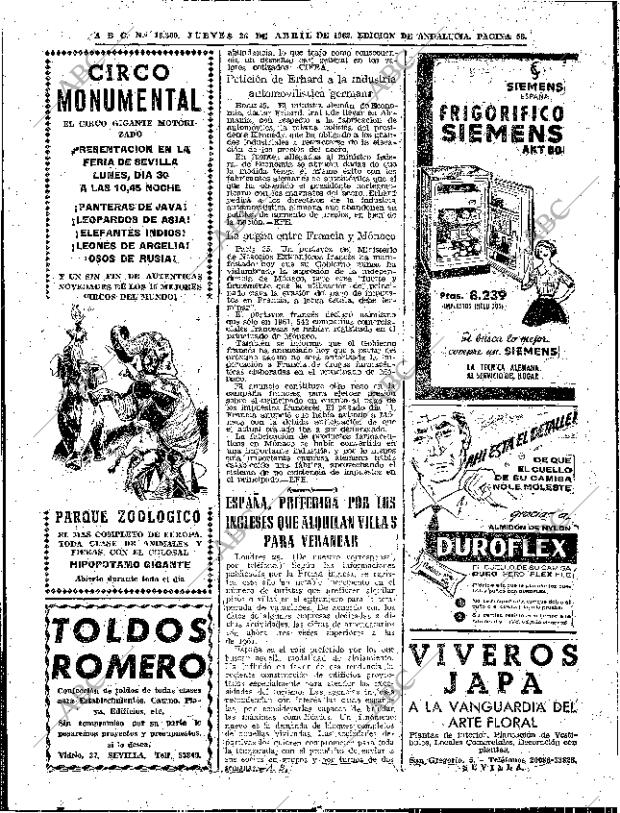 ABC SEVILLA 26-04-1962 página 58