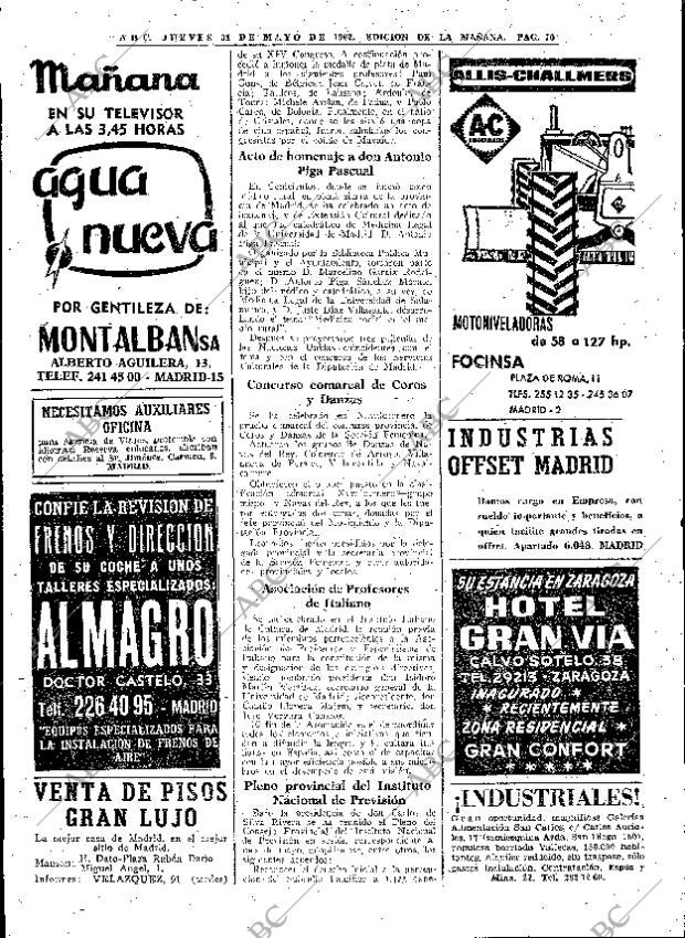 ABC MADRID 31-05-1962 página 70